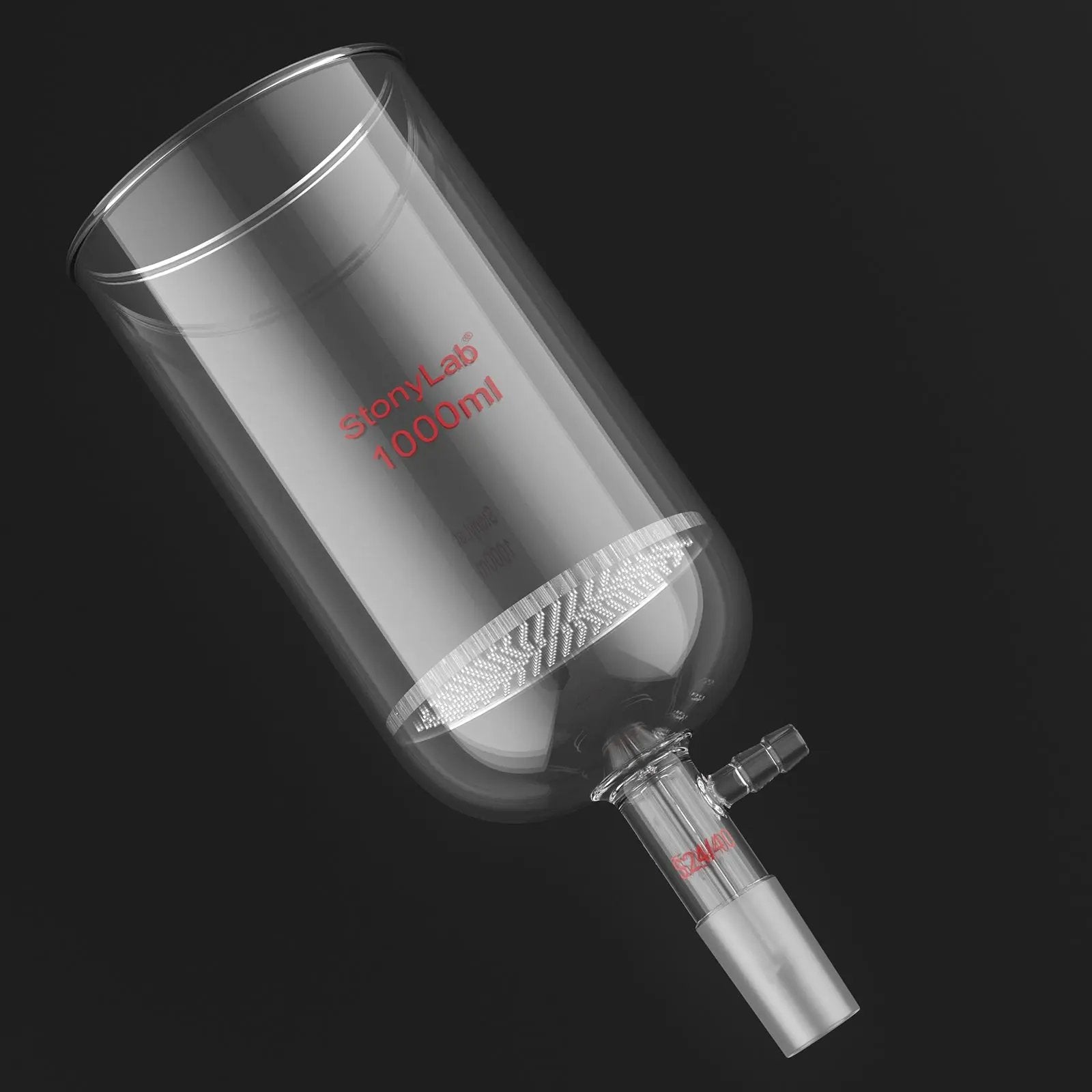 Buchner Filtering Funnel, 1.5 mm Pore Plate, 500-2000 ml, 24/40 Male Joint and Vacuum Port Funnels-Buchner