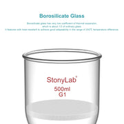 Side view and dimensional layout of the durable StonyLab Buchner Filtering Funnel