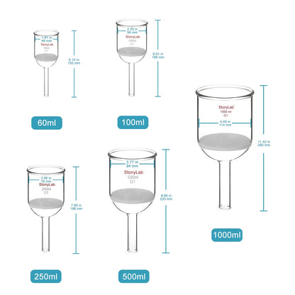 Buchner Filtering Funnel, Coarse Frit (80~120μm), 60-1000ml Funnels-Buchner