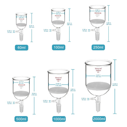 Buchner Filtering Funnel, Coarse Frit (80~120μm), 60-2000ml, 24/40 Male Joint and Vacuum Port Funnels-Buchner