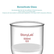Side view and dimensional layout of the durable StonyLab Buchner Filtering Funnel