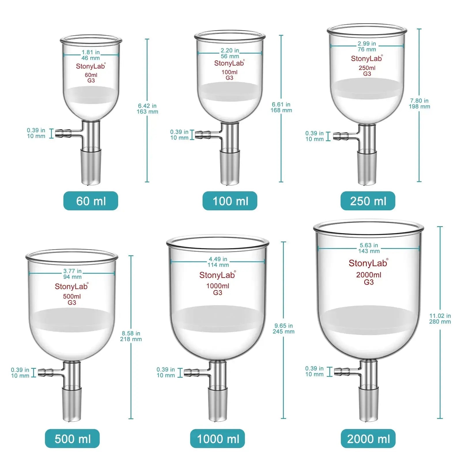 Close-up view showing the precise design and material of StonyLab Buchner Filtering Funnel