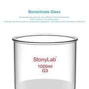Side view and dimensional layout of the durable StonyLab Buchner Filtering Funnel