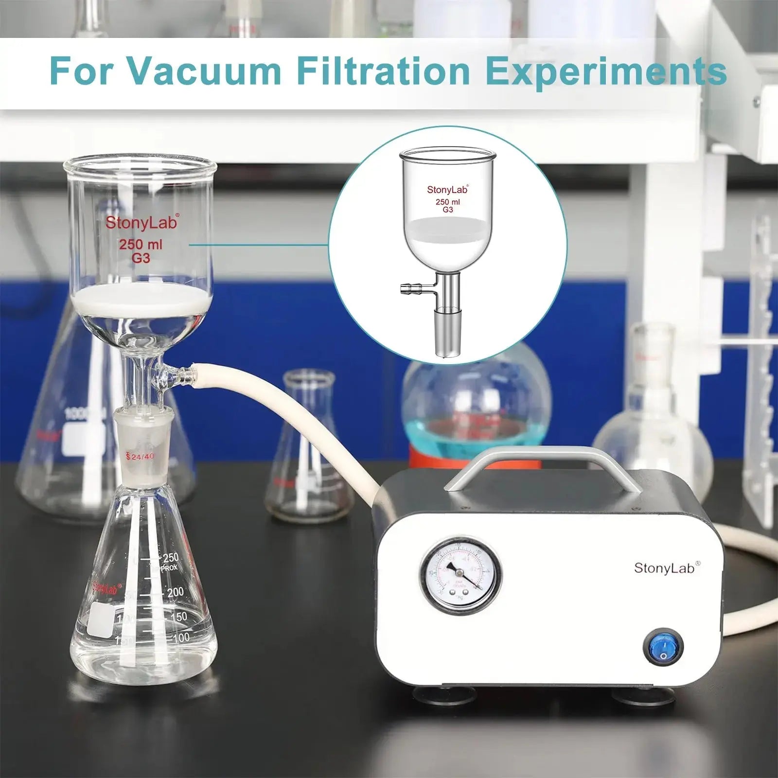 Comprehensive product view and setup components for StonyLab Buchner Filtering Funnel