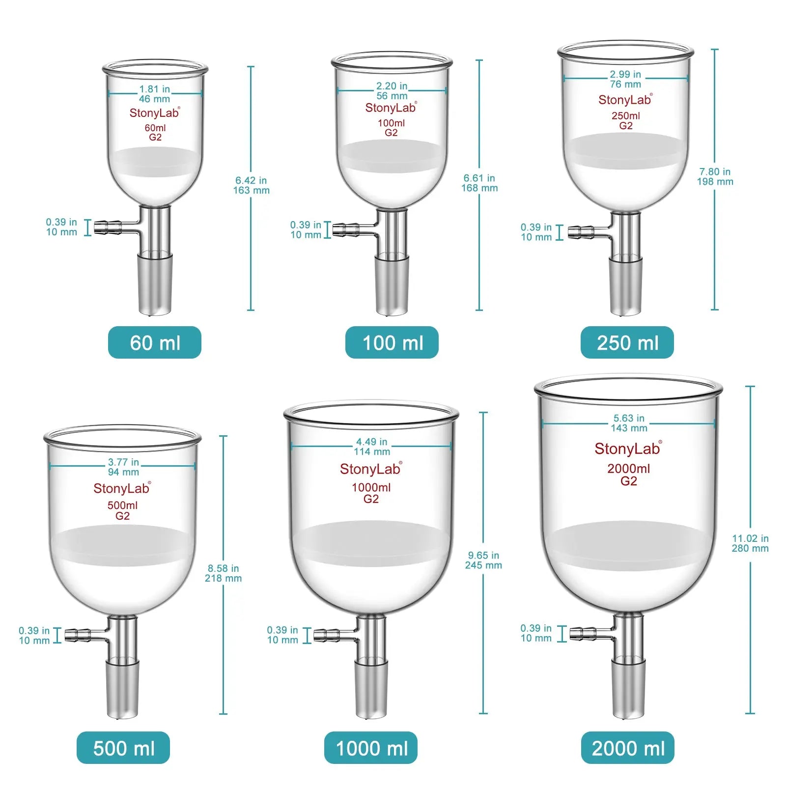 Close-up view showing the precise design and material of StonyLab Buchner Filtering Funnel