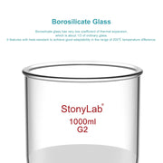 Side view and dimensional layout of the durable StonyLab Buchner Filtering Funnel