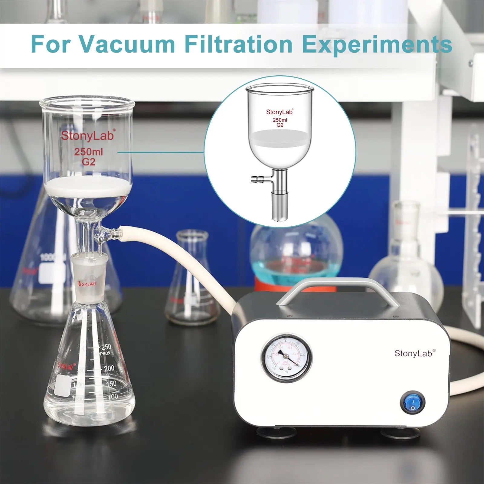Comprehensive product view and setup components for StonyLab Buchner Filtering Funnel
