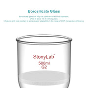 Side view and dimensional layout of the durable StonyLab Buchner Filtering Funnel