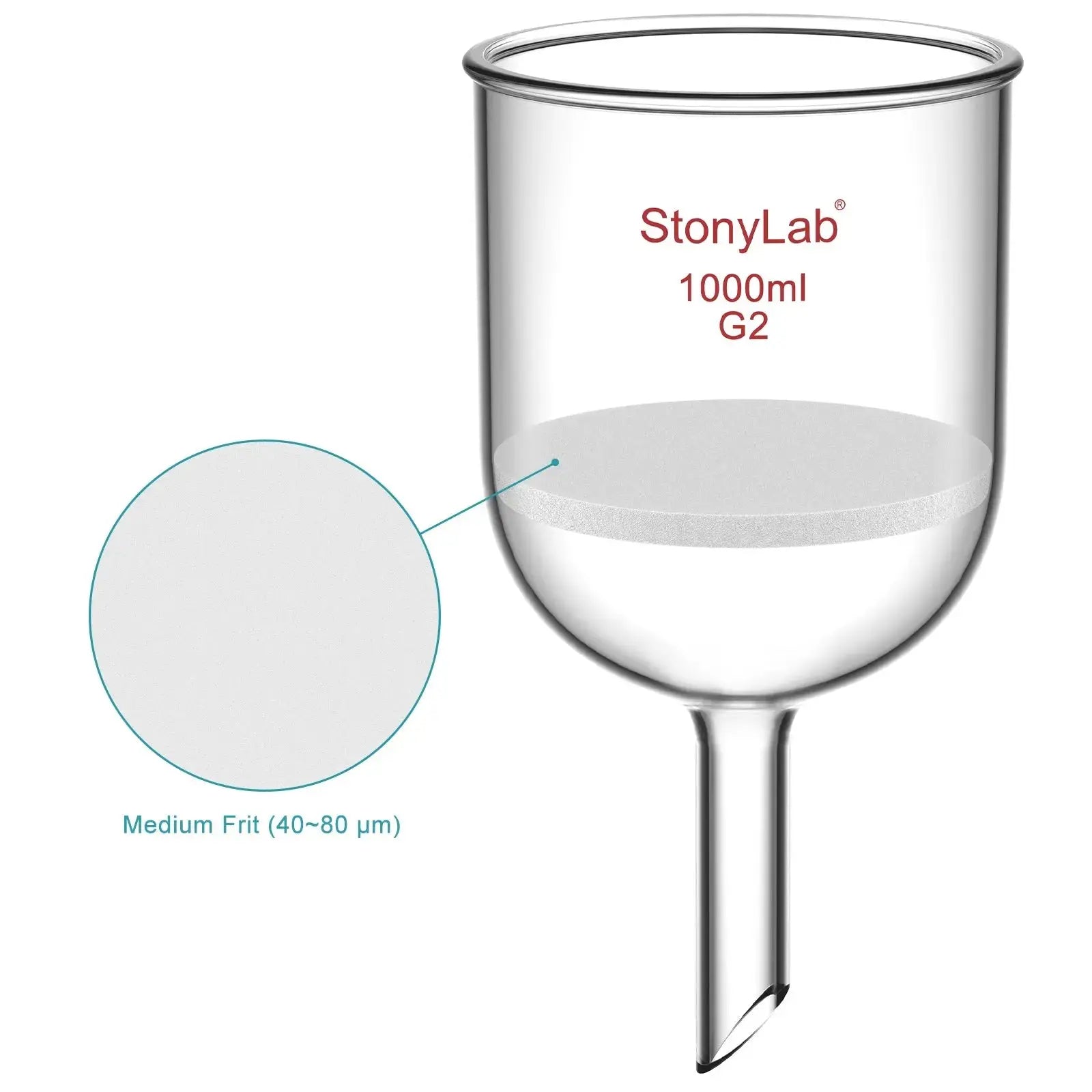 Buchner Filtering Funnel, Medium Frit (40~80 μm), 60-1000 ml Funnels-Buchner