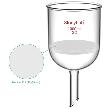 Buchner Filtering Funnel, Medium Frit (40~80 μm), 60-1000 ml Funnels-Buchner