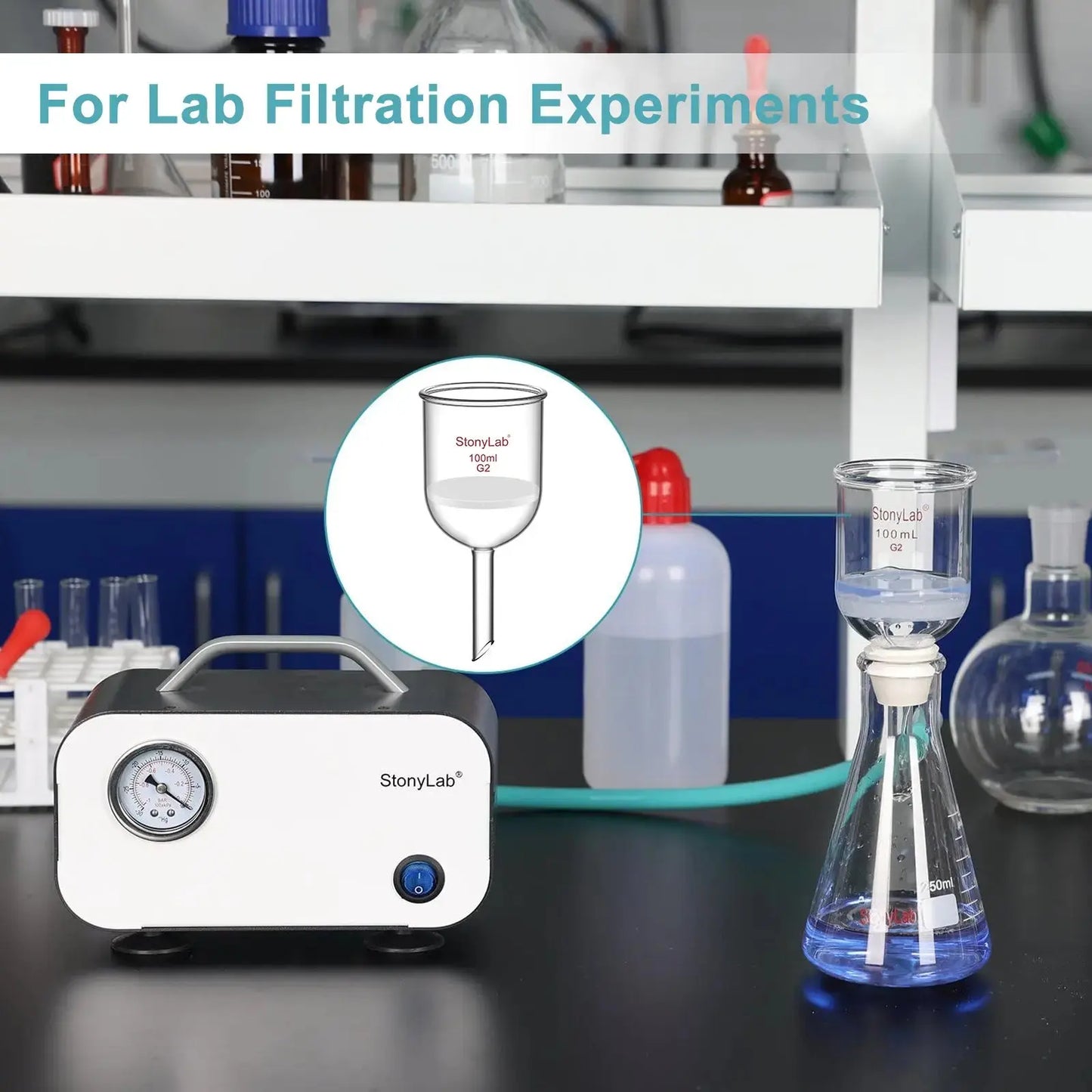 Buchner Filtering Funnel, Medium Frit (40~80 μm), 60-1000 ml Funnels-Buchner