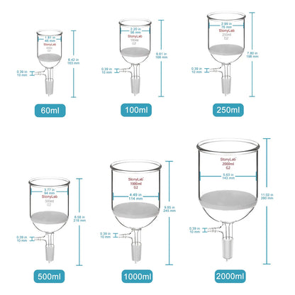 Buchner Filtering Funnel, Medium Frit (40~80 um), 60-2000ml, 24/40 Male Joint and Vacuum Port Funnels-Buchner