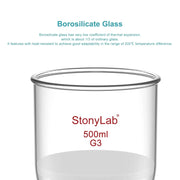 Side view and dimensional layout of the durable StonyLab Buchner Filtration Funnel