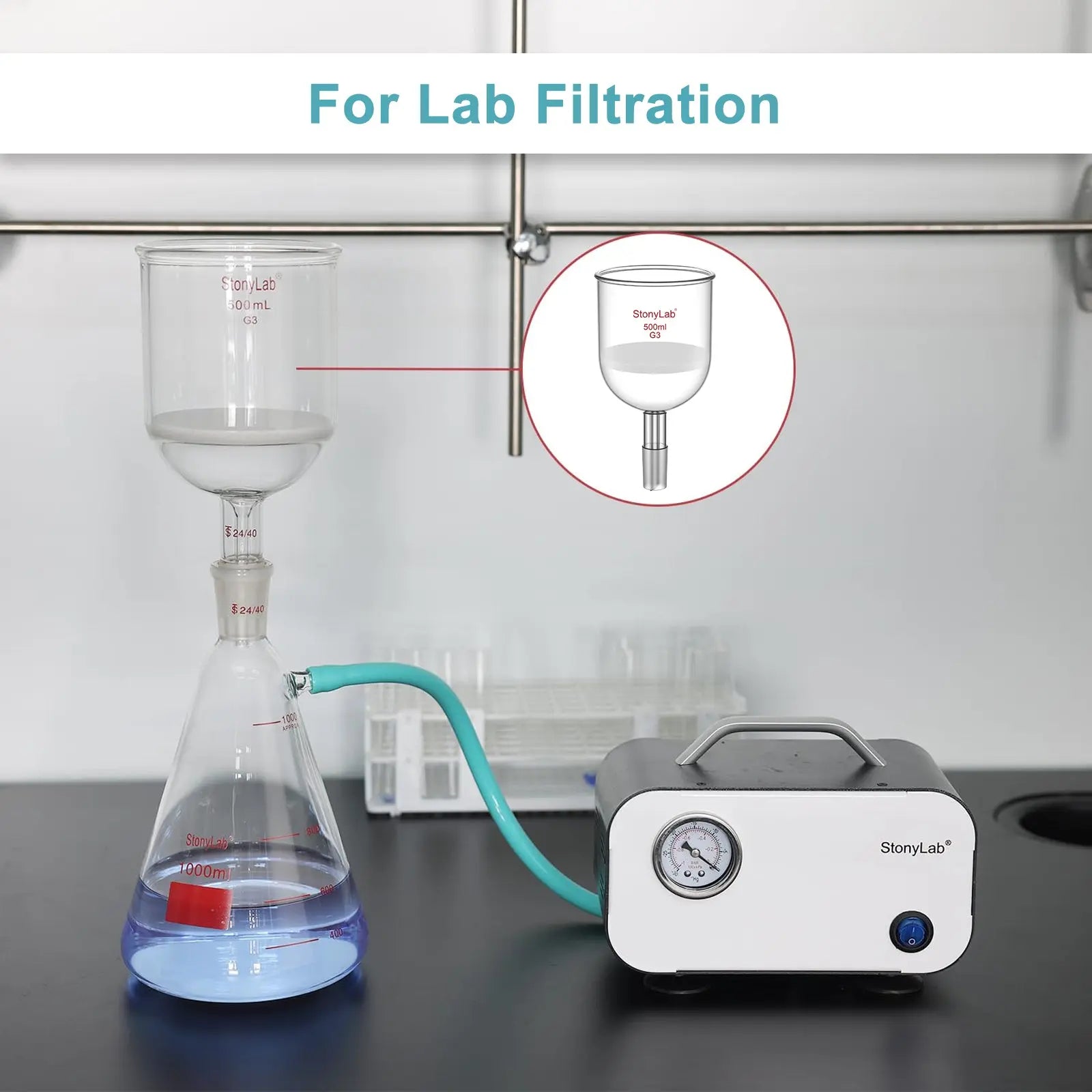 Comprehensive product view and setup components for StonyLab Buchner Filtration Funnel