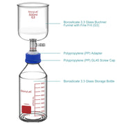 Side view and dimensional layout of the durable StonyLab Buchner Funnel Filteration Kit