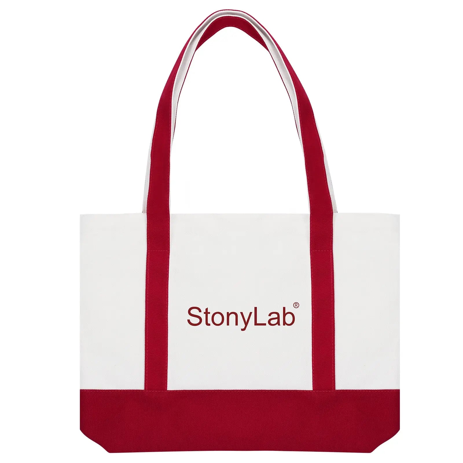 Close-up view showing the precise design and material of StonyLab Canvas Tote Bag