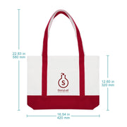 Side view and dimensional layout of the durable StonyLab Canvas Tote Bag
