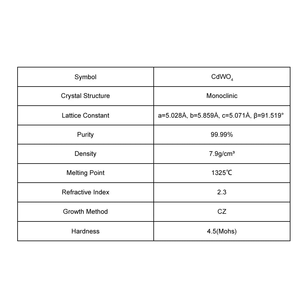 CdWO4 Single Crystal Substrate CdWO4