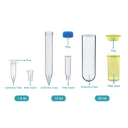 Side view and dimensional layout of the durable StonyLab Centrifugal Filter Units with Microporous Membrane and Filter Column for Standard Benchtop Centrifuges