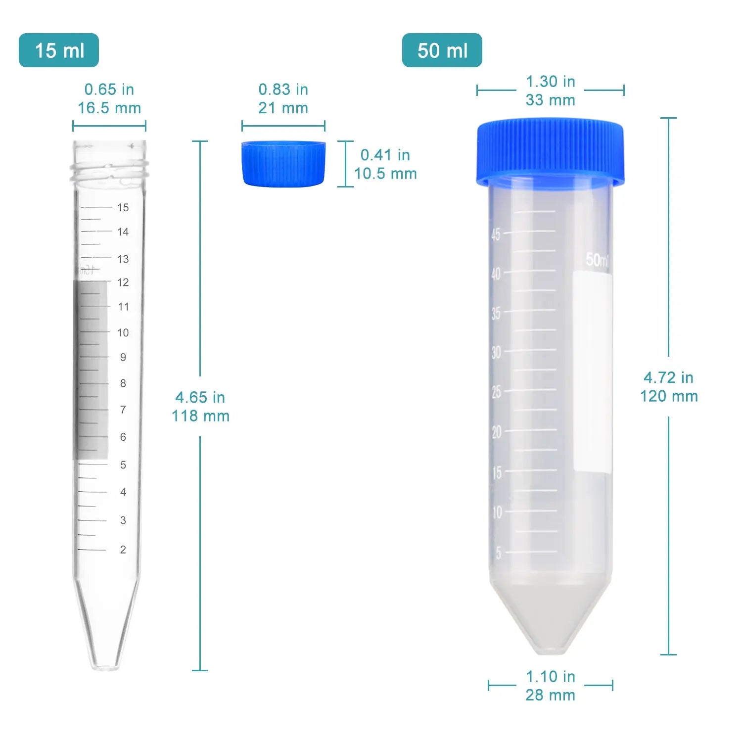 Close-up view showing the precise design and material of StonyLab Centrifuge Tubes