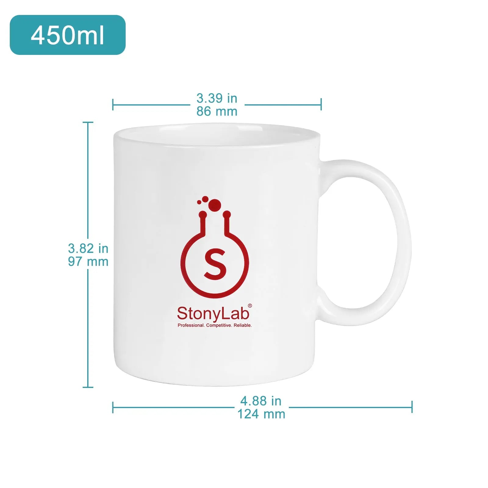 Close-up view showing the precise design and material of StonyLab Ceramic Drinking Mug with Periodic Table Print