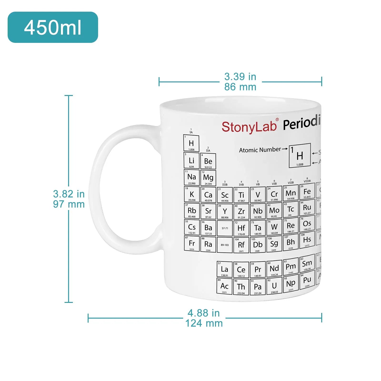 Comprehensive product view and setup components for StonyLab Ceramic Drinking Mug with Periodic Table Print