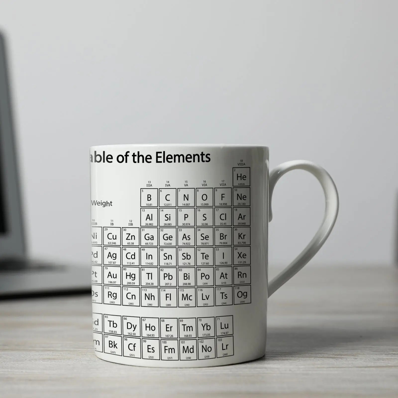 Comprehensive product view and setup components for StonyLab Ceramic Drinking Mug with Periodic Table Print