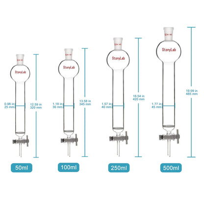 Chromatography Column with Reservoir, 50-500 ml, Medium Frit(40-80 mm), 24/40 Joint Chromatography-Column