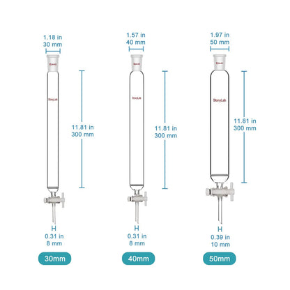 Chromatography Column, 30-50 mm Outer Diameter, Fine Frit(15-40 um), Effective Length 300 mm Chromatography-Column