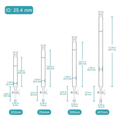 Chromatography Column, ID13-38 mm, 203-457 mm Effective Length, Medium Frit(40-80 μm), 24/40 Joint Chromatography-Column