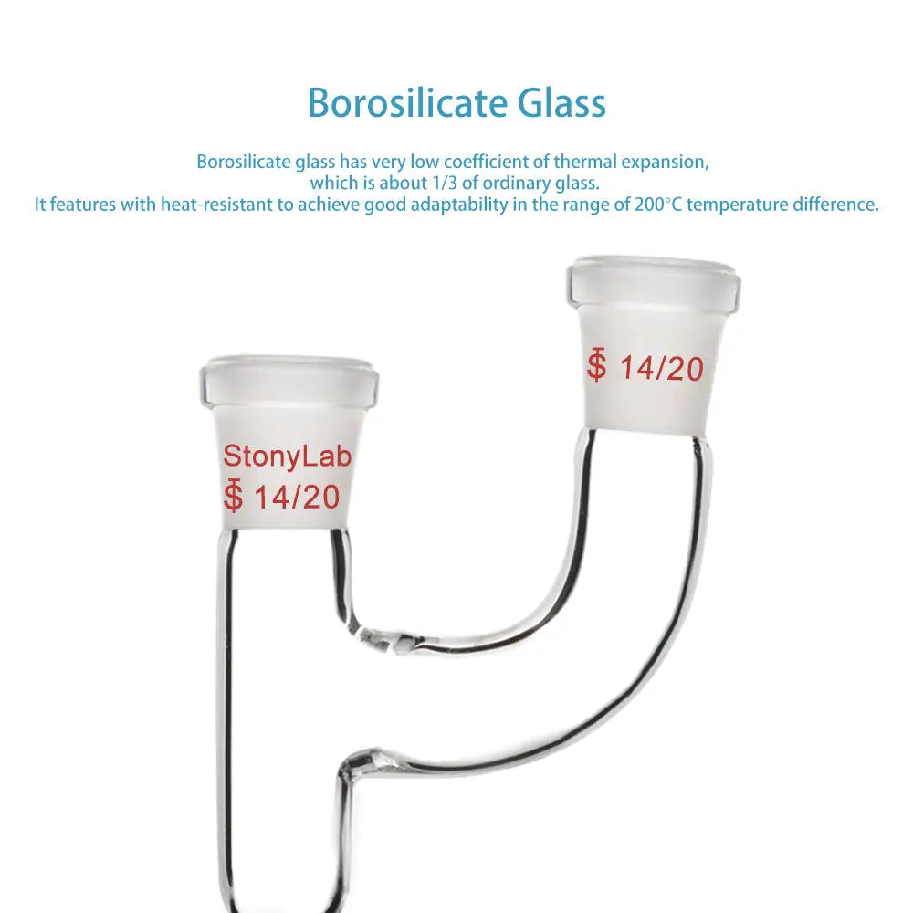 Side view and dimensional layout of the durable StonyLab Claisen Distillation Connecting Adapter