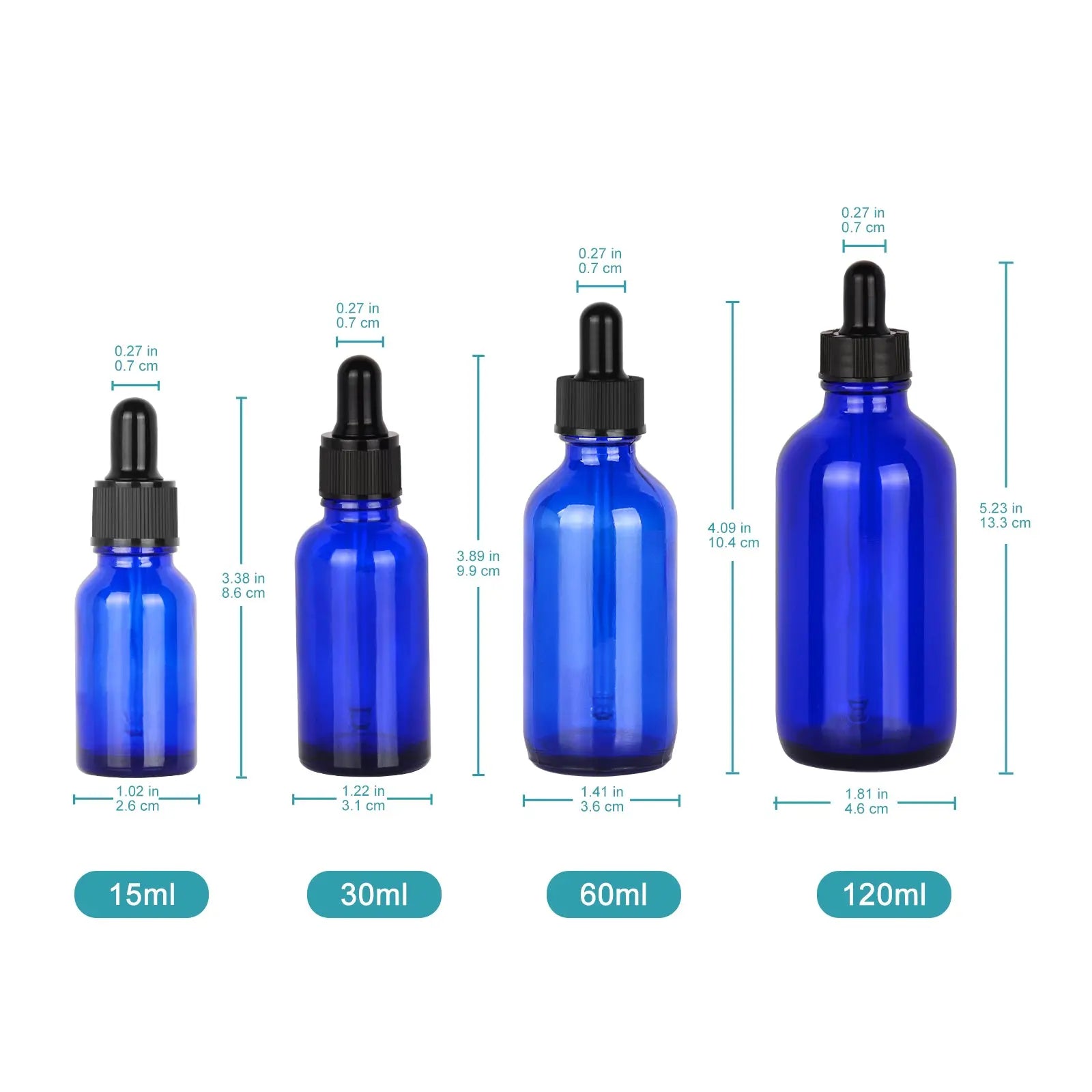 Close-up view showing the precise design and material of StonyLab Cobalt Dropper Bottle