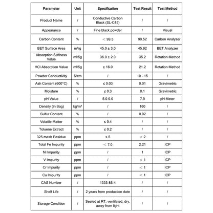 Conductive Carbon Black (SL-C45) Powder, High-Structure Conductive Additive for Lithium-Ion Battery Electrodes Conductive Carbon Black