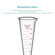 Side view and dimensional layout of the durable StonyLab Conical Graduated Cylinder