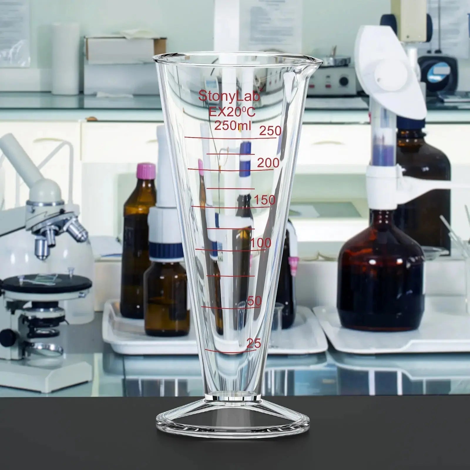 Alternative angle showing underlying build quality of StonyLab Conical Graduated Cylinder