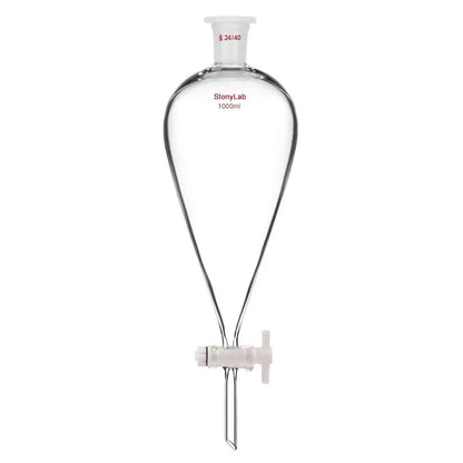 Conical Separatory Funnel with 24/40 Joints and PTFE Stopcock, 60-5000 ml Funnels-Separatory 1000-ml