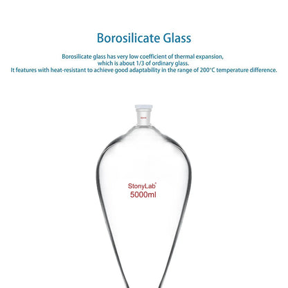 Conical Separatory Funnel with 24/40 Joints and PTFE Stopcock, 60-5000 ml Funnels-Separatory