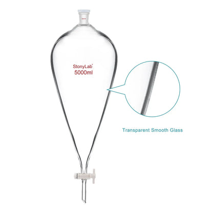 Conical Separatory Funnel with 24/40 Joints and PTFE Stopcock, 60-5000 ml Funnels-Separatory