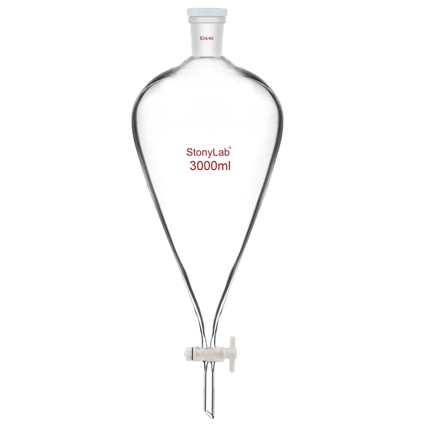 Conical Separatory Funnel with 24/40 Joints and PTFE Stopcock, 60-5000 ml Funnels-Separatory 3000-ml