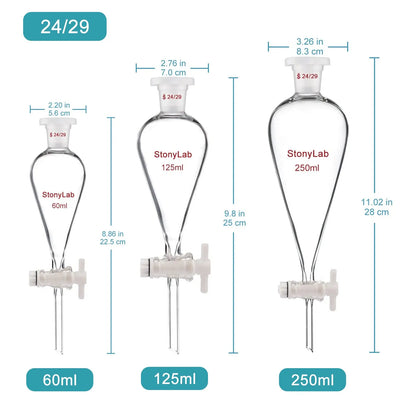Conical Separatory Funnel with Plastic Stopper and PTFE Stopcock, 60-5000ml Funnels-Separatory