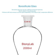 Comprehensive product view and setup components for StonyLab Conical Separatory Funnel with Plastic Stopper and PTFE Stopcock