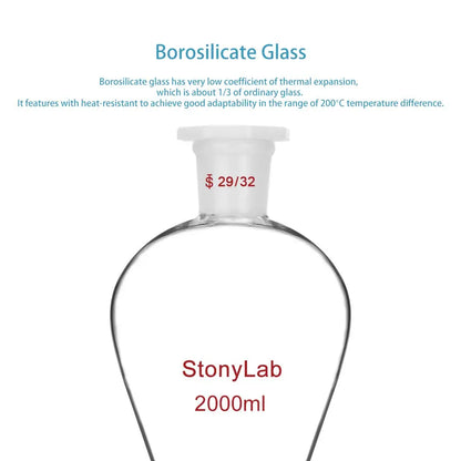 Conical Separatory Funnel with Plastic Stopper and PTFE Stopcock, 60-5000ml Funnels-Separatory