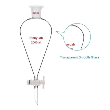 Conical Separatory Funnel with Plastic Stopper and PTFE Stopcock, 60-5000ml Funnels-Separatory