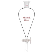 Comprehensive product view and setup components for StonyLab Conical Separatory Funnel with Plastic Stopper and PTFE Stopcock