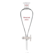 Comprehensive product view and setup components for StonyLab Conical Separatory Funnel with Plastic Stopper and PTFE Stopcock
