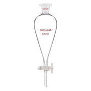 Comprehensive product view and setup components for StonyLab Conical Separatory Funnel with Plastic Stopper and PTFE Stopcock