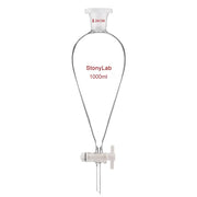 Comprehensive product view and setup components for StonyLab Conical Separatory Funnel with Plastic Stopper and PTFE Stopcock