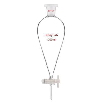 Conical Separatory Funnel with Plastic Stopper and PTFE Stopcock, 60-5000ml Funnels-Separatory 24-29-1000-ml