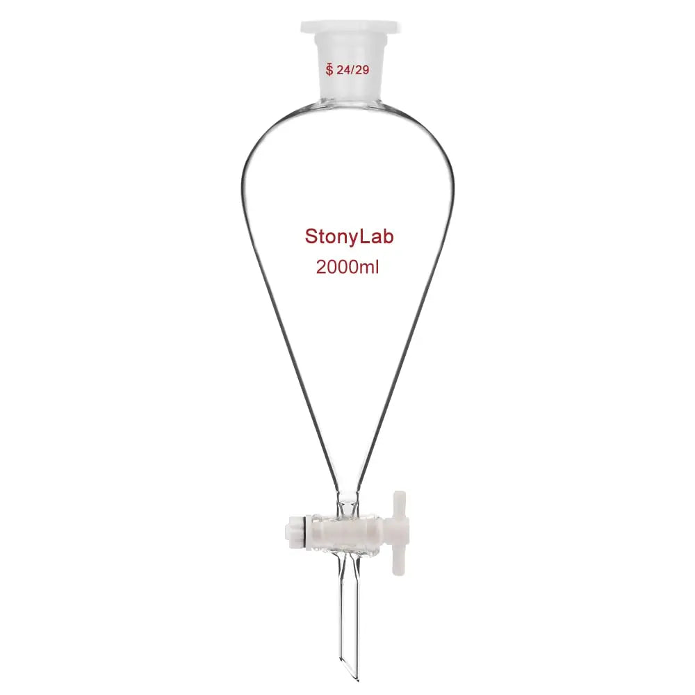 Conical Separatory Funnel with Plastic Stopper and PTFE Stopcock, 60-5000ml Funnels-Separatory 24-29-2000-ml