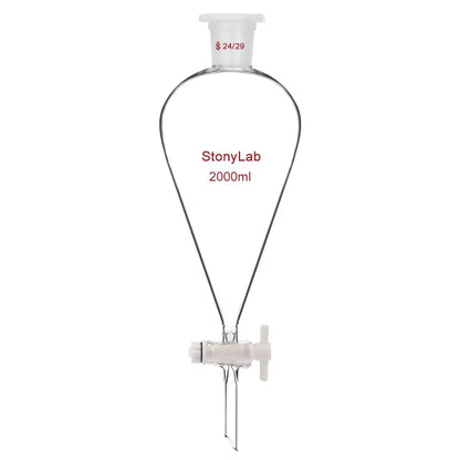 Conical Separatory Funnel with Plastic Stopper and PTFE Stopcock, 60-5000ml Funnels-Separatory 24-29-2000-ml